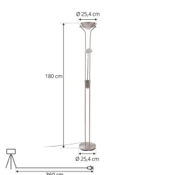 Lindby LED-gulvlampe Josefin, nikkel, læselampe, dæmpbar