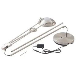 Lindby LED-gulvlampe Josefin, nikkel, læselampe, dæmpbar