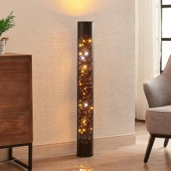 Lindby LED-gulvlampe Lengla, sort/guld, metal, 104 cm