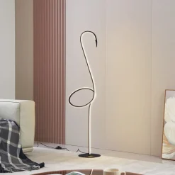 Lindby LED-gulvlampe Pajaro, 130 cm, sort, CCT, dæmpbar