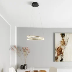 Lindby LED-hængelampe Davian, messingfarvet, 49 cm, dæmpbar