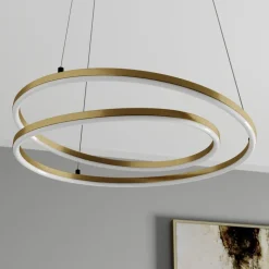 Lindby LED-hængelampe Davian, messingfarvet, 49 cm, dæmpbar