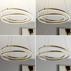 Lindby LED-hængelampe Davian, messingfarvet, 49 cm, dæmpbar