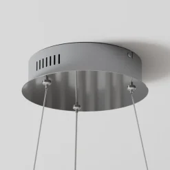 Lindby LED-hængelampe Davian, nikkelfarvet, Ø 49 cm, dæmpbar