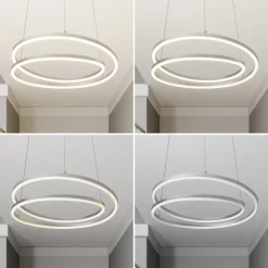 Lindby LED-hængelampe Davian, nikkelfarvet, Ø 49 cm, dæmpbar