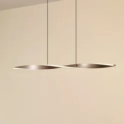 Lindby LED-hængelampe Jaren, sort/brun, 100 cm, CCT