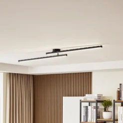 Lindby LED-loftlampe Aurendor, 135 cm, sort, metal