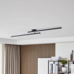 Lindby LED-loftlampe Aurendor, 135 cm, sort, metal