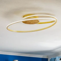 Lindby LED-loftlampe Dorle, Ø 60 cm, guld, aluminium