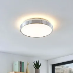 Lindby LED-loftlampe Emelie, Ø 27 cm, aluminiumsfarvet, metal