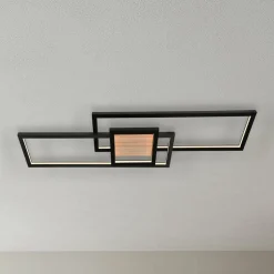 Lindby LED-loftlampe Emiljan, sort, metal, dæmpbar
