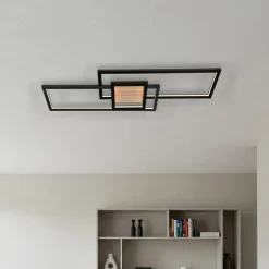 Lindby LED-loftlampe Emiljan, sort, metal, dæmpbar