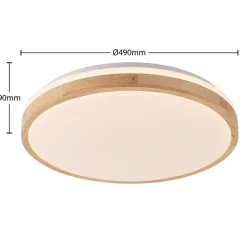 Lindby LED-loftlampe Emiva, Ø 49 cm, CCT, træ