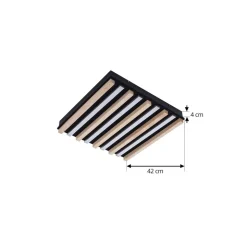 Lindby LED-loftlampe Firka, hvid, træ, 42 cm, CCT, dæmpbar.