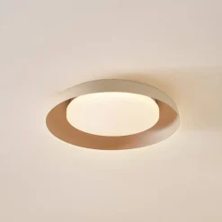 Lindby LED-loftlampe Florie, beige, metal, Ø 40 cm