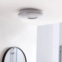 Lindby LED-loftlampe Furgo, sølv/hvid, plast, IP44