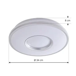 Lindby LED-loftlampe Furgo, sølv/hvid, plast, IP44