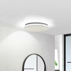 Lindby LED-loftlampe Glamo, Ø 39 cm, krom, hvid, IP44