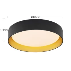 Lindby LED-loftlampe Gracjan, sort, metal, CCT, Ø45cm