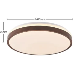 Lindby LED-loftlampe Hudsona, Ø 49 cm, træ, brun
