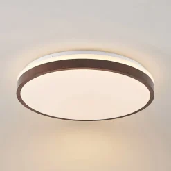 Lindby LED-loftlampe Hudsona, Ø 49 cm, træ, brun