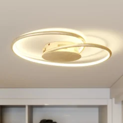 Lindby LED-loftlampe Joline, Ø 45 cm, guldfarvet, metal