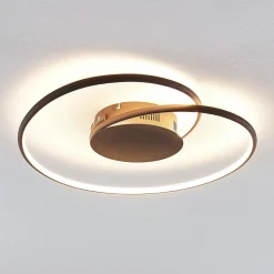 Lindby LED-loftlampe Joline, Ø 45 cm, rustbrun, metal