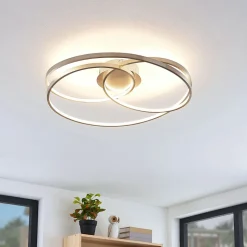 Lindby LED-loftlampe Joline, Ø 60 cm, nikkelfarvet, metal