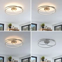 Lindby LED-loftlampe Joline, Ø 60 cm, nikkelfarvet, metal