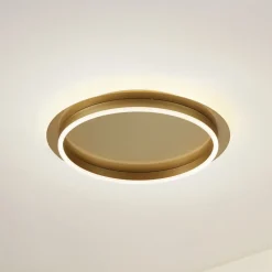 Lindby LED-loftlampe Kunis, guld, plast, Ø 46 cm