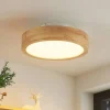 Lindby LED-loftlampe Lanira, Ø 30 cm, træ, fjernbetjening, CCT