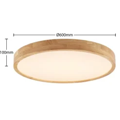 Lindby LED-loftlampe Lanira, Ø 60 cm, træ, fjernbetjening, CCT