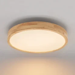 Lindby LED-loftlampe Lanira, Ø 50 cm, træ, fjernbetjening, CCT