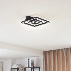 Lindby LED-loftlampe Madamo, sort, 30 cm, 3000K, aluminium