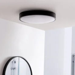 Lindby LED-loftlampe Medon, Ø 38 cm, sort, IP44, metal