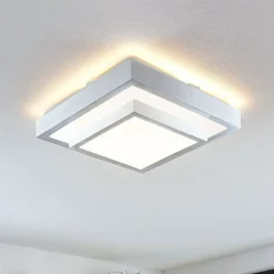 Lindby LED-loftlampe Mirco, 32 cm, kantet, aluminium