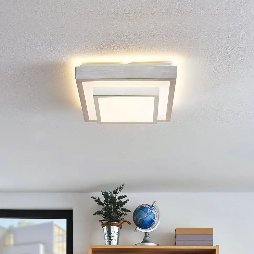 Lindby LED-loftlampe Mirco, 32 cm, kantet, aluminium