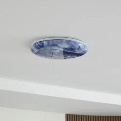 Lindby LED-loftlampe Orbi, 48 cm, blå/hvid, plast