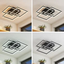 Lindby LED-loftlampe Quiana, CCT, kantet, sort, 42 cm