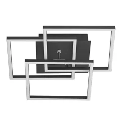 Lindby LED-loftlampe Quiana, CCT, kantet, sort, 42 cm