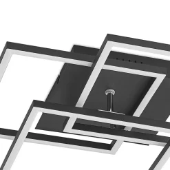 Lindby LED-loftlampe Quiana, CCT, kantet, sort, 42 cm