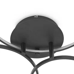 Lindby LED-loftlampe Rayk, sort, metal, 77 cm, dæmpbar