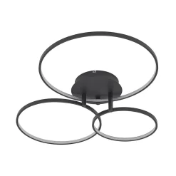 Lindby LED-loftlampe Rayk, sort, metal, 77 cm, dæmpbar