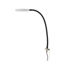 Lindby LED-læselampe Flexola, nikkel, rund, metal, stik
