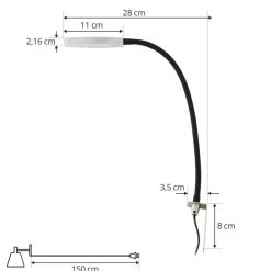 Lindby LED-læselampe Flexola, nikkel, rund, metal, stik