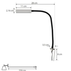 Lindby LED-læselampe Flexola, nikkel, kantet, metal, stik