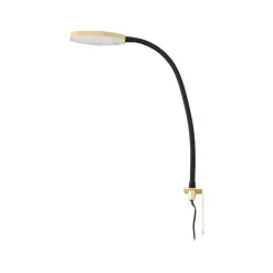 Lindby LED-læselampe Flexola, guld, rund, metal, stik