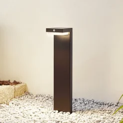 Lindby LED-sokkellampe Eleazar, sort, aluminium, sensor