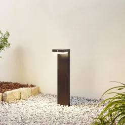 Lindby LED-sokkellampe Eleazar, sort, aluminium, sensor