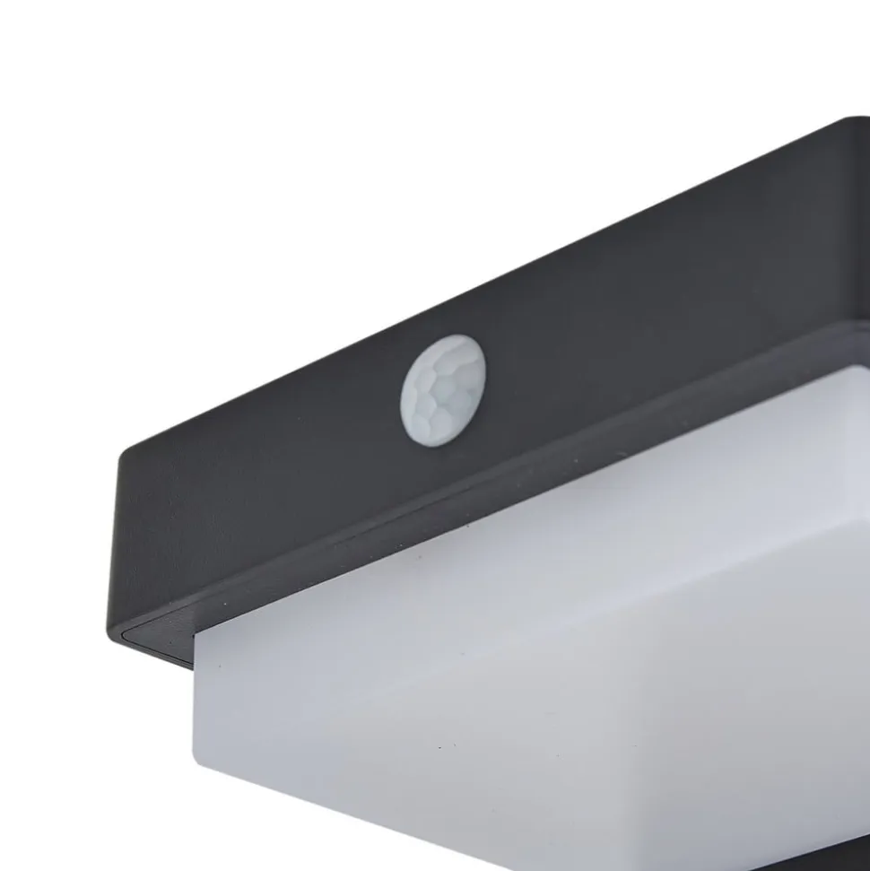 Lindby LED-sokkellampe Eleazar, sort, aluminium, sensor